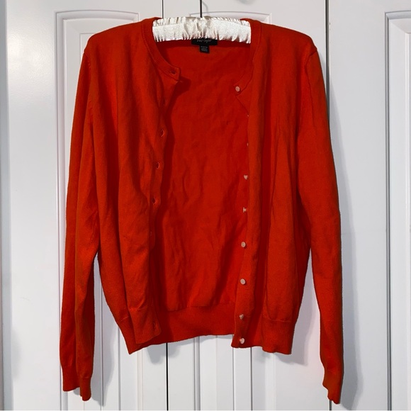 Lord & Taylor Vibrant Orange Button Up Cardigan - Picture 5 of 7